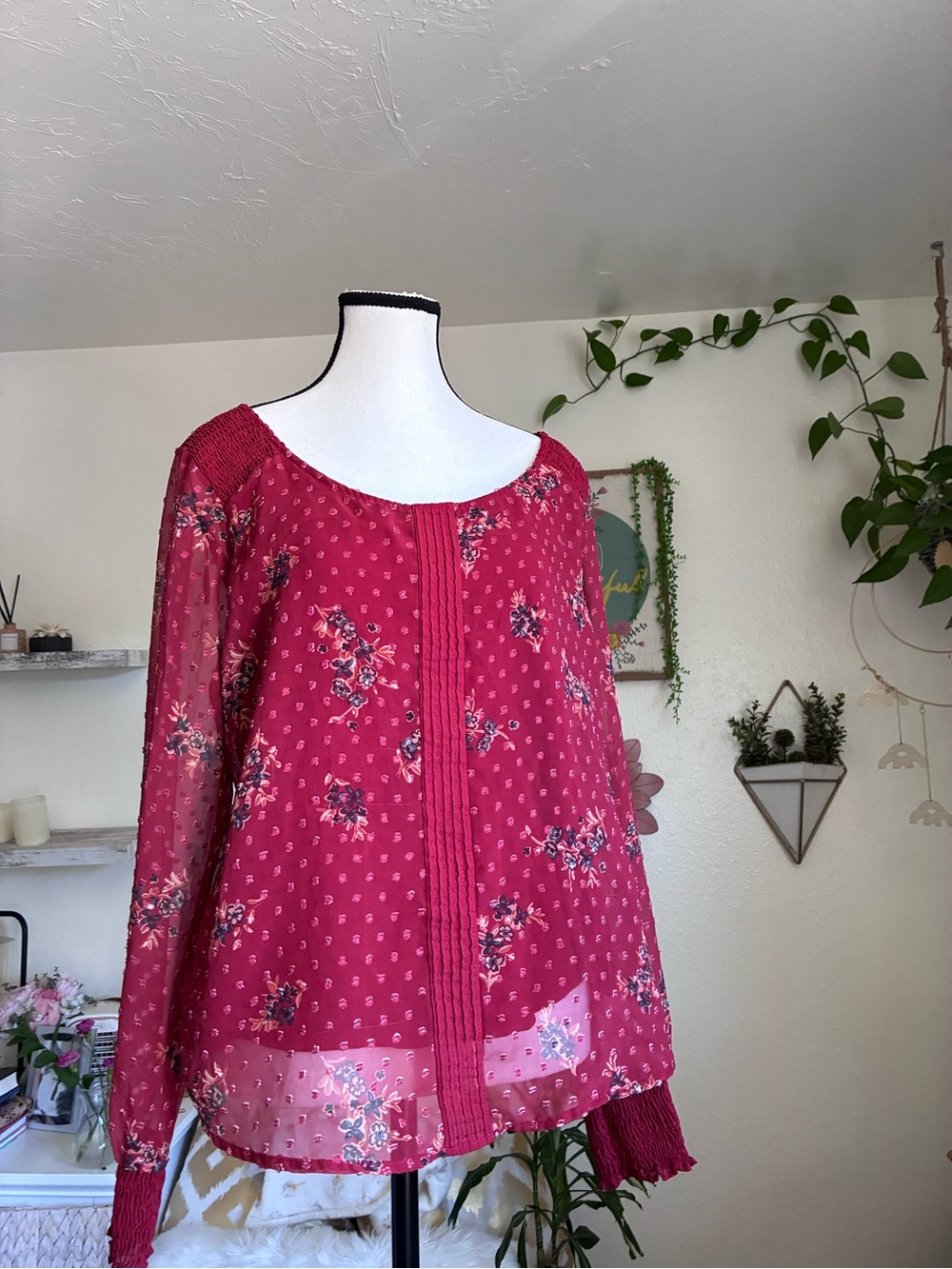 LC Lauren Conrad Burgundy Women's Top